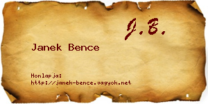 Janek Bence névjegykártya
